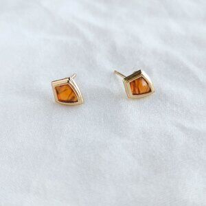 Kendra Scott Monica Marbled Amber Gold Stud Earrings